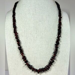 Vintage garnet gemstone chips beads hand knotted with French wire barrel clasp